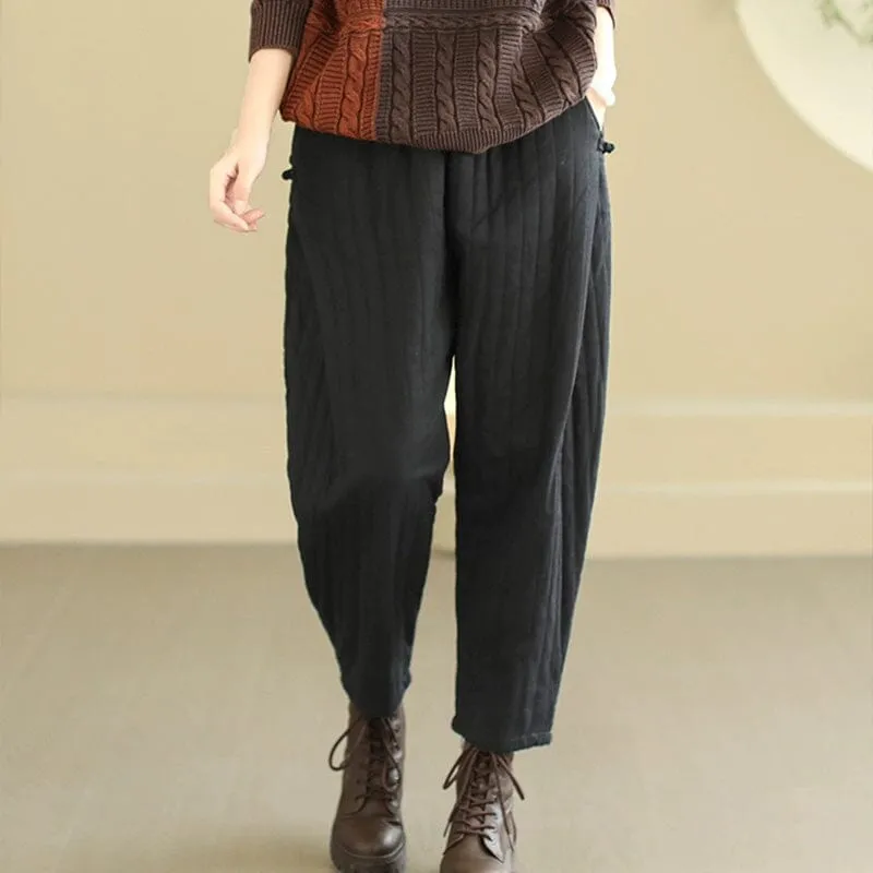 Soft Performance Women Winter Loose Casual Cotton Quilted Pants