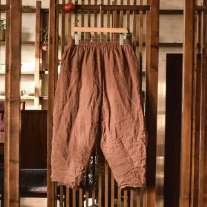 Women Winter Retro Pleated Loose Linen Quilted Pants MachineWashable Stylish Fit