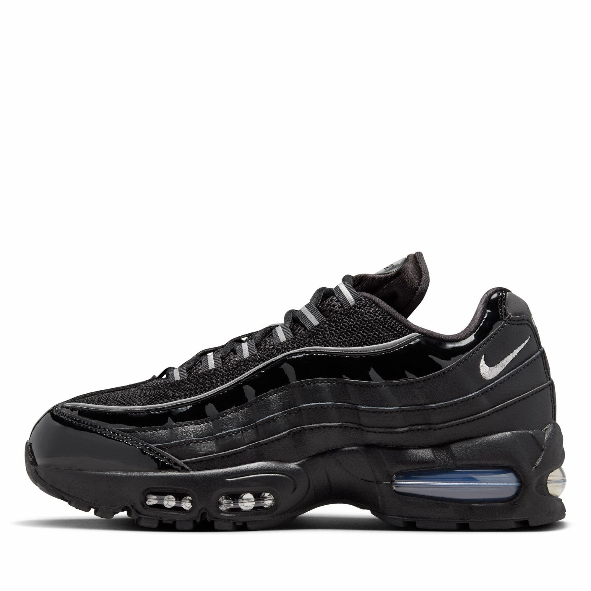 Women's Nike Air Max 95 - Black/Metallic Silver Practical Sole Workday Comfort