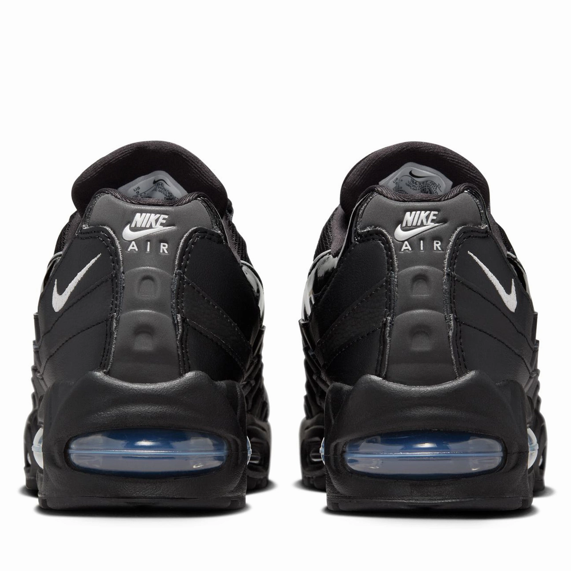 Women's Nike Air Max 95 - Black/Metallic Silver Soft Leather Slip-ons Shady Path