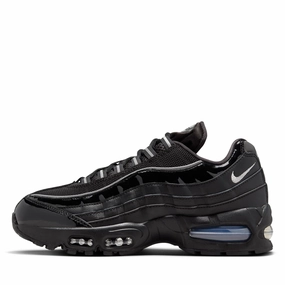 Women's Nike Air Max 95 - Black/Metallic Silver Practical Sole Workday Comfort