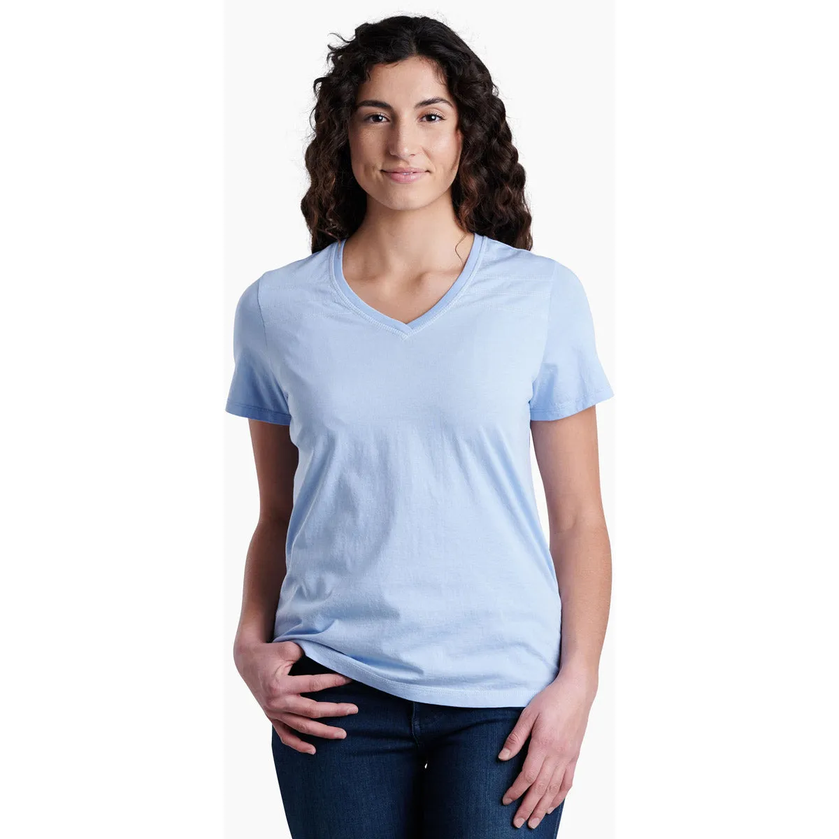 Women's Arabella V-neck SS AntiFade Treatment High Collar Option