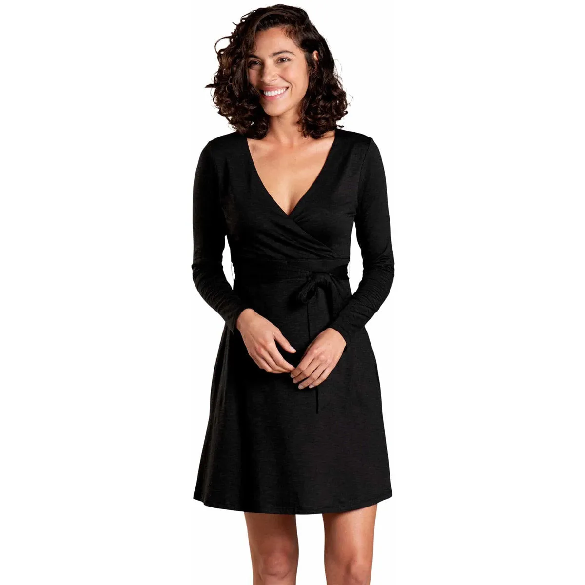 Women's Cue Wrap Long Sleeve Dress Crisp Texture