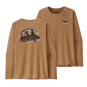 Layered Panel Design Circular Knit Women's Long-Sleeved Capilene Cool Daily Graphic Shirt - Lands