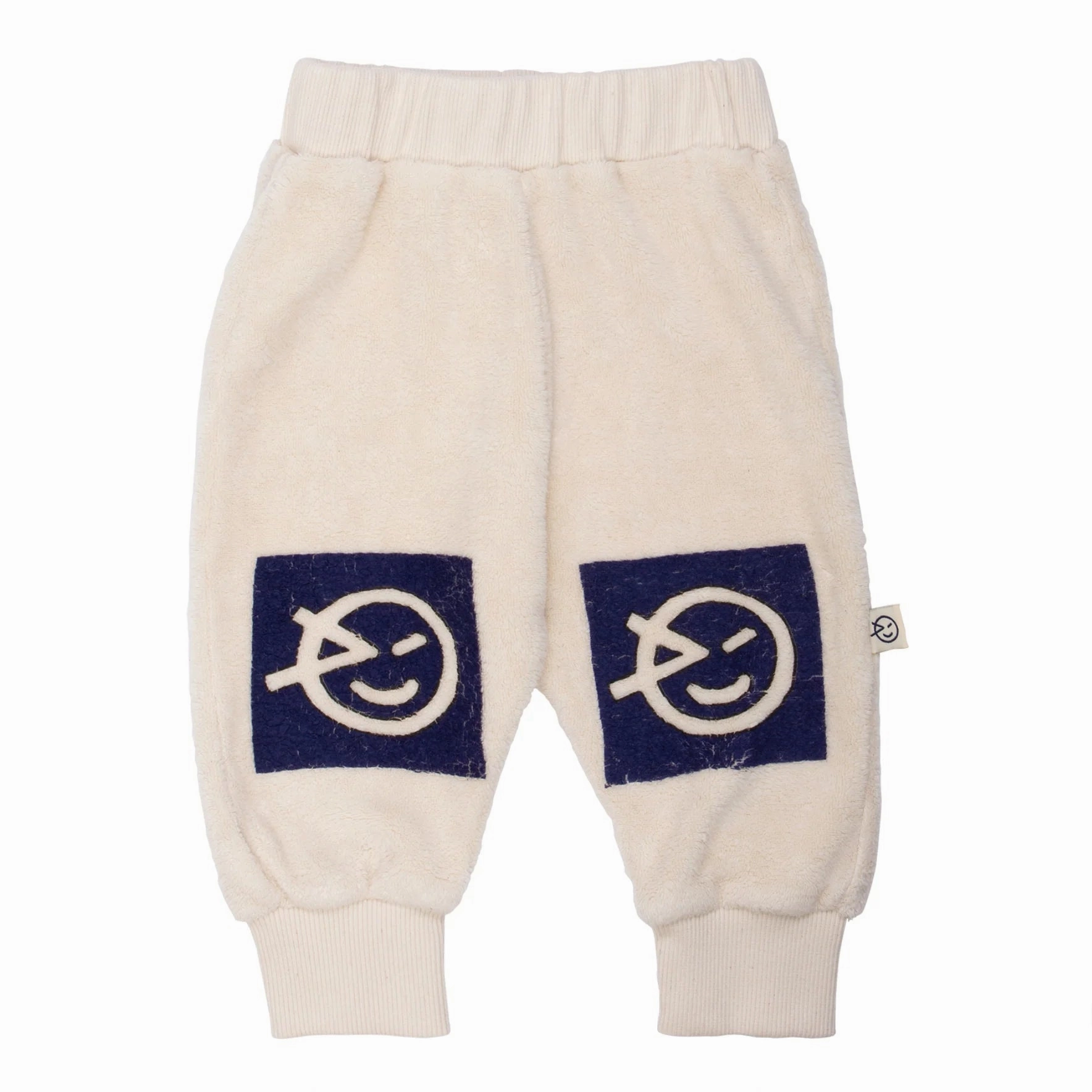 WYNKEN Baby Fluffy Logo Sweatpants - Ecru Navy - 6M Skinny