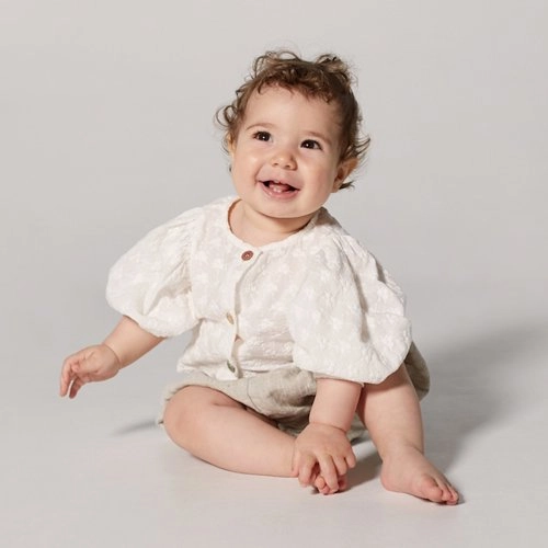 yellowpelota Kids Violet Blouse in White Sweet