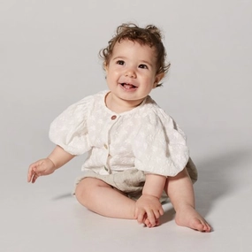 yellowpelota Kids Violet Blouse in White Sweet