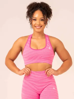 smooth material Secure Support Zebra Seamless Sports Bra - Pink Zebra
